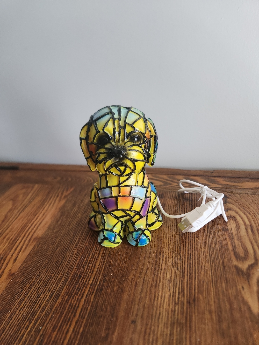 USB Dog Puppy lamp stained glass look New